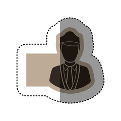 sticker monochrome emblem with flight attendant vector illustration