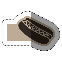 sticker monochrome emblem with hot dog with sauce vector illustration