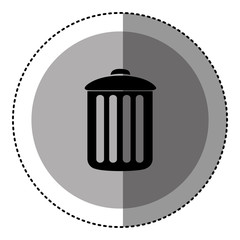 sticker monochrome circular emblem with trash container vector illustration