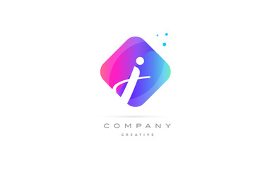 j pink blue rhombus abstract hand written company letter logo icon