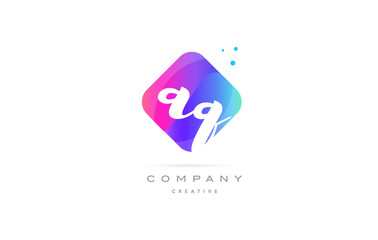 aq a q  pink blue rhombus abstract hand written company letter logo icon