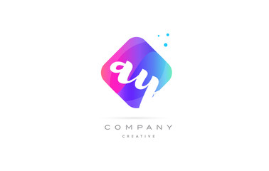 ay a y  pink blue rhombus abstract hand written company letter logo icon