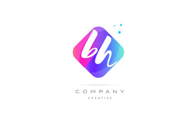 bh b h  pink blue rhombus abstract hand written company letter logo icon