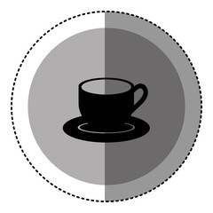 sticker monochrome circular emblem with coffee cup vector illustration