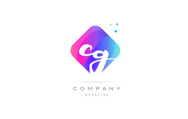 cg c g  pink blue rhombus abstract hand written company letter logo icon