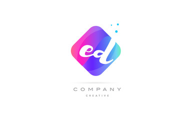 ed e d  pink blue rhombus abstract hand written company letter logo icon