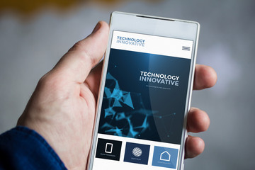 holding innovative website smartphone