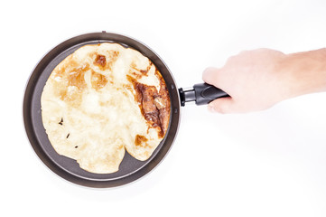 Making Pancakes on frying pan