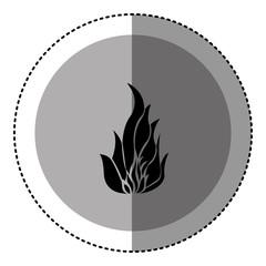 sticker monochrome circular emblem with flame icon vector illustration