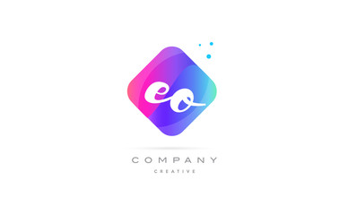 eo e o  pink blue rhombus abstract hand written company letter logo icon