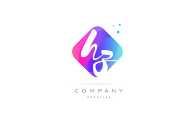 hz h z  pink blue rhombus abstract hand written company letter logo icon