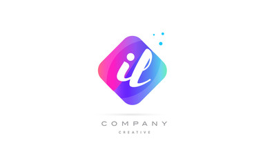 il i l  pink blue rhombus abstract hand written company letter logo icon