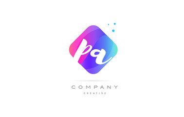 pa p a  pink blue rhombus abstract hand written company letter logo icon