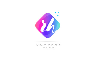 rh r h  pink blue rhombus abstract hand written company letter logo icon