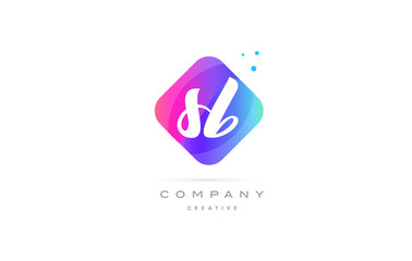 sb s b  pink blue rhombus abstract hand written company letter logo icon