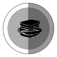 sticker monochrome circular emblem with sandwich icon vector illustration
