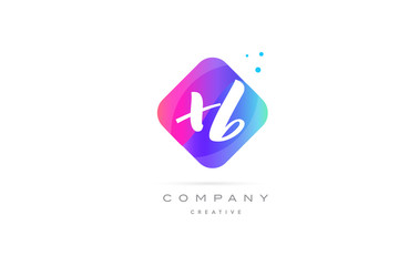 xb x b  pink blue rhombus abstract hand written company letter logo icon