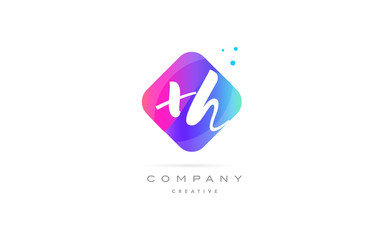 xh x h  pink blue rhombus abstract hand written company letter logo icon