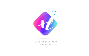 xl x l  pink blue rhombus abstract hand written company letter logo icon