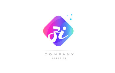 zi z i  pink blue rhombus abstract hand written company letter logo icon