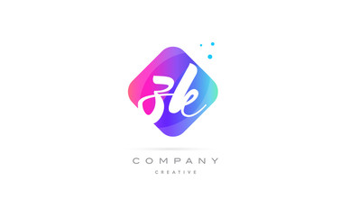 zk z k  pink blue rhombus abstract hand written company letter logo icon