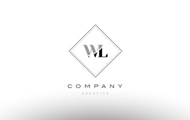 Naklejka premium wl w l retro vintage black white alphabet letter logo