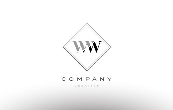 ww w  retro vintage black white alphabet letter logo