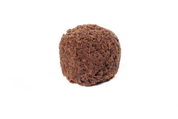 Traditional candy from Brazil called brigadeiro over white background