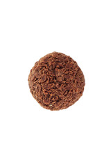Traditional candy from Brazil called brigadeiro over white background