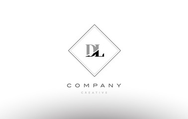 Naklejka premium dl d l retro vintage black white alphabet letter logo