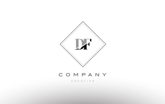df d f  retro vintage black white alphabet letter logo