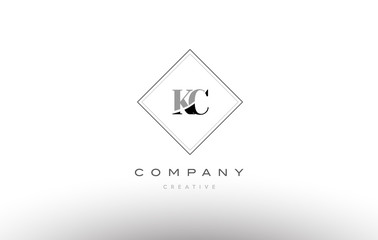 kc k c  retro vintage black white alphabet letter logo
