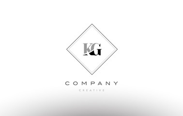 kg k g  retro vintage black white alphabet letter logo