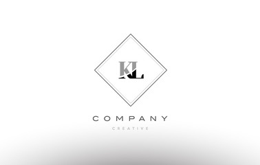 kl k l  retro vintage black white alphabet letter logo