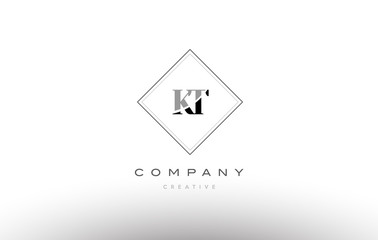 kt k t  retro vintage black white alphabet letter logo