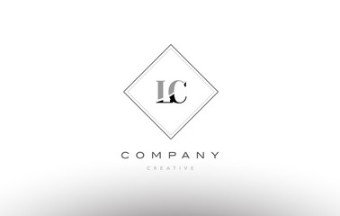 lc l c  retro vintage black white alphabet letter logo