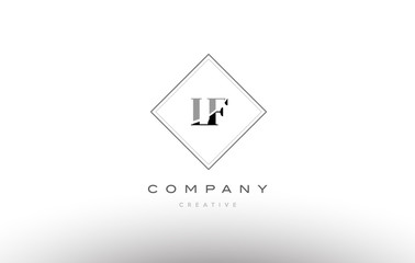 lf l f  retro vintage black white alphabet letter logo