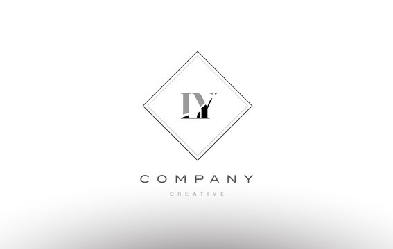 ly l y  retro vintage black white alphabet letter logo