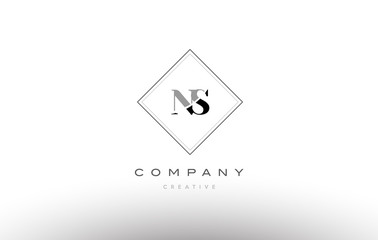 ns n s  retro vintage black white alphabet letter logo