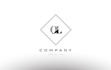 ol o l  retro vintage black white alphabet letter logo
