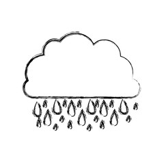 monochrome blurred contour of cloud with rain vector illustration