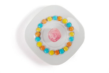 Traditional candy from Brazil called brigadeiro over white background