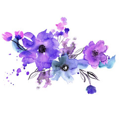 Fototapeta na wymiar Watercolor hand painted flower elements for invitation, wedding card, birthday card. 
