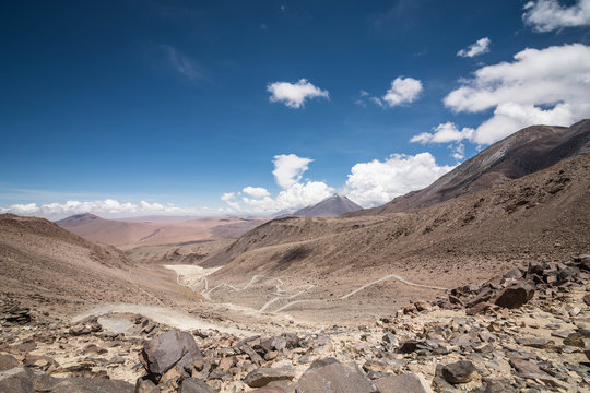 Road on the Sairecabur Volcano. Volcanoes in the Andes
Mountain range, Chile border with Bolivia, South America.