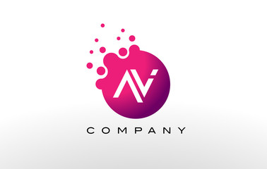 AV Letter Dots Logo Design with Creative Trendy Bubbles.