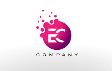 EC Letter Dots Logo Design with Creative Trendy Bubbles.