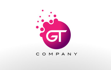 GT Letter Dots Logo Design with Creative Trendy Bubbles.