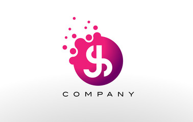 JS Letter Dots Logo Design with Creative Trendy Bubbles.
