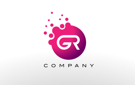 GR Letter Dots Logo Design with Creative Trendy Bubbles.