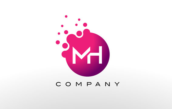 MH Letter Dots Logo Design with Creative Trendy Bubbles.